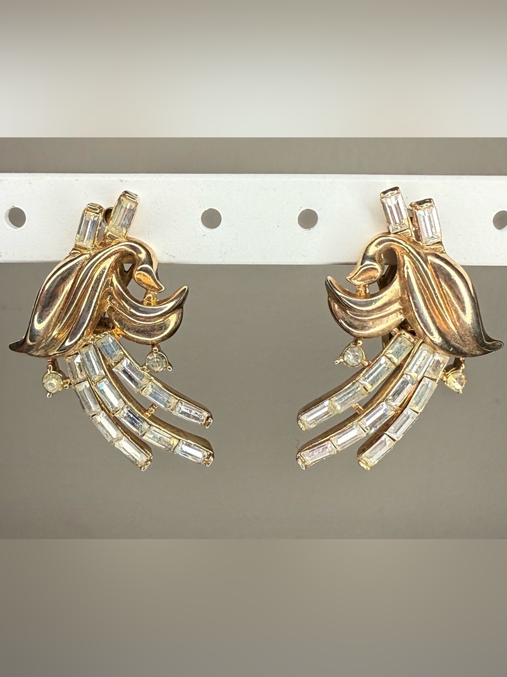 Signed Crown Trifari Clip-on Earrings